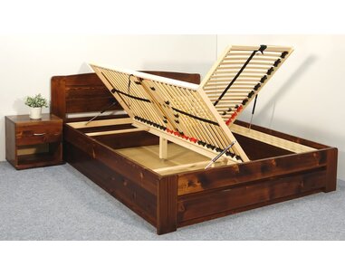 Postel z masivu s úložným prostorem Justina, 160x200, 180x200, masiv smrk