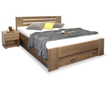 Zvýšená postel dvoulůžko s úložným prostorem ROSA, masiv smrk