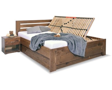 Zvýšená postel dvoulůžko s úložným prostorem RITA, masiv smrk, 200x200 cm Zvýšená postel dvoulůžko s úložným prostorem RITA, masiv smrk, 200x200 cm