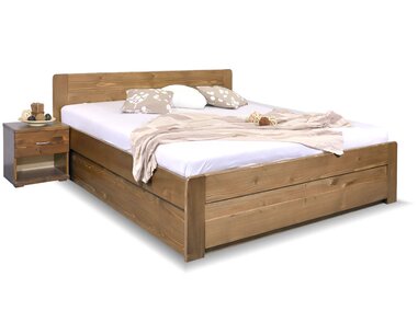 Postel dvoulůžko s úložným prostorem MARK, masiv smrk Postel dvoulůžko s úložným prostorem MARK, masiv smrk