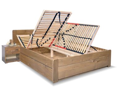 Postel dvoulůžko s úložným prostorem MARK, masiv smrk Postel dvoulůžko s úložným prostorem MARK, masiv smrk