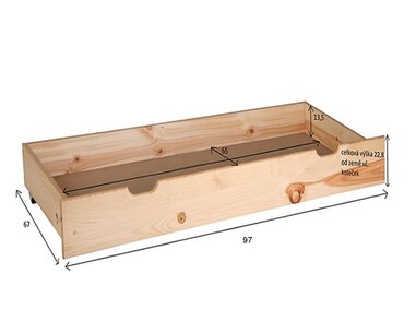 Úložný prostor na kolečkách 1/2 , masiv borovice