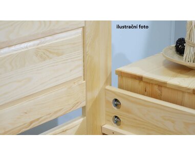 Dřevěná postel jednolůžko LADA, masiv borovice, moření ořech