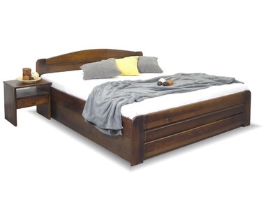 Dřevěná postel LADA, s úložným prostorem, masiv borovice, moření ořech Dřevěná postel LADA, s úložným prostorem, masiv borovice, moření ořech
