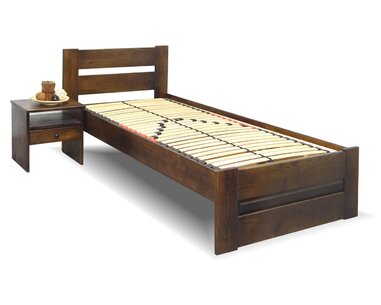 Dřevěná postel jednolůžko Hanka, masiv borovice, moření ořech