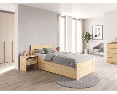 Postel jednolůžko s úložným prostorem Hanka, 120x210cm, masiv borovice - pohled č. 2