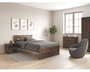 Postel jednolůžko Hanka, 90x200cm, masiv borovice, moření ořech - pohled č. 2