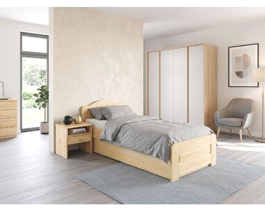 Postel jednolůžko s úložným prostorem LADA, 90x200cm, masiv borovice - pohled č. 2