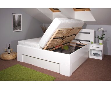 Zvýšená postel s úložným prostorem VAREZZA 5 senior 160x200, 180x200, masiv buk, bílá Zvýšená postel s úložným prostorem VAREZZA 5 senior 160x200, 180x200, masiv buk, bílá