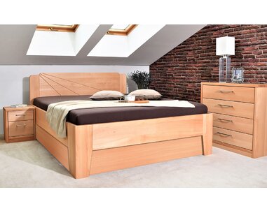 Dřevěná postel s úložným prostorem Kleopatra 1, 160x200, 180x200, masiv buk Dřevěná postel s úložným prostorem Kleopatra 1, 160x200, 180x200, masiv buk