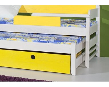 Dětská postel s přistýlkou a úložným prostorem NATY1, masiv borovice