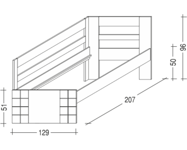 Postel z masivu HANNY II. 120x200 bílá, smrk - rozměry Postel z masivu HANNY II. 120x200 bílá, smrk - rozměry