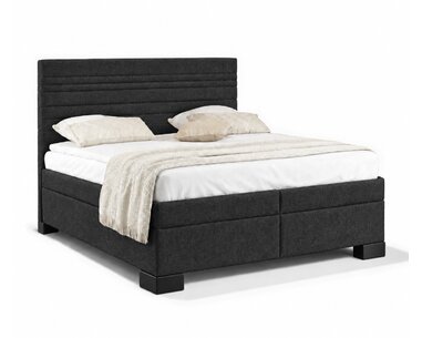 Americká postel boxspring NUVIA 200x200cm, s matracemi a úložným prostorem, černá látka - pohled č. 1