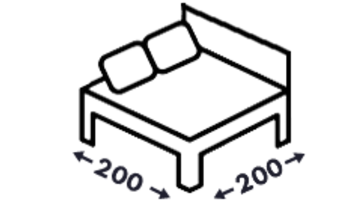 Postele s bočním čelem 200x200