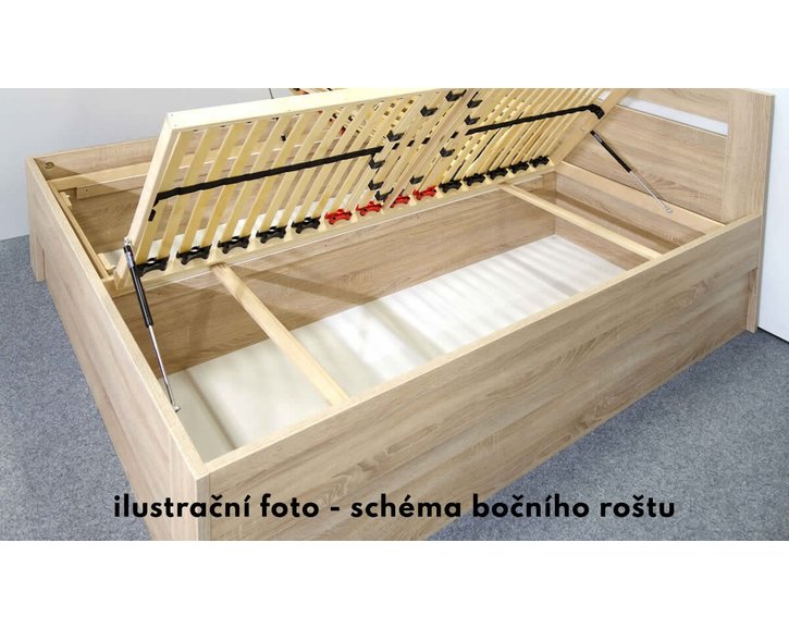 Jednolůžko s úložným prostorem Maria, boční výklop, 80x220, 90x220