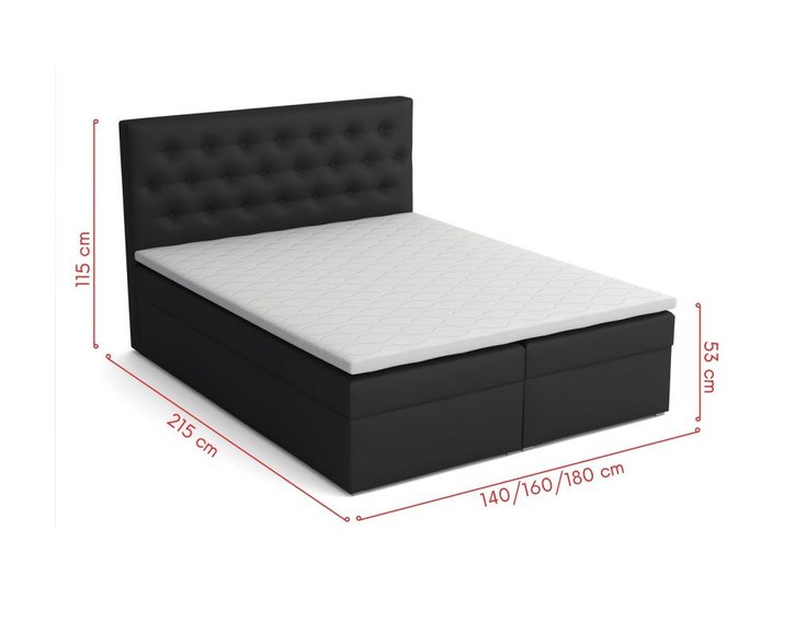 Americká postel boxspring CS34015, s matrací a úložným prostorem, černá ekokůže, 180x200 cm Americká postel boxspring CS34015, s matrací a úložným prostorem, černá ekokůže, 180x200 cm