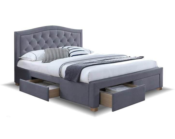 Čalouněná postel s úložným prostorem CS11012, velvet šedá látka, 160x200 cm Čalouněná postel s úložným prostorem CS11012, velvet šedá látka, 160x200 cm