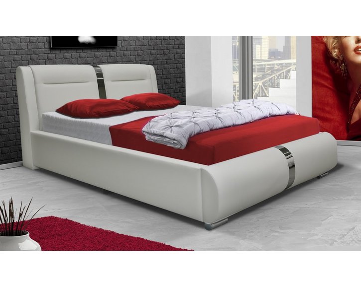 Čalouněná postel s úložným porstorem CASA 35013, bílá ekokůže, 180x200 cm Čalouněná postel s úložným porstorem CASA 35013, bílá ekokůže, 180x200 cm