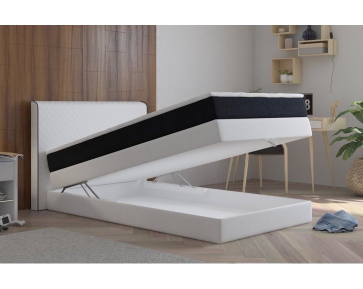 Americká postel boxspring CS89010, s matrací a úložným prostorem, 140x200 cm