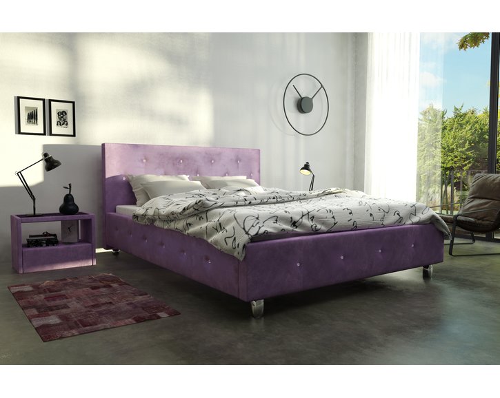 Čalouněná postel s úložným porstorem CASA 35009, fialová látka, 180x200 cm