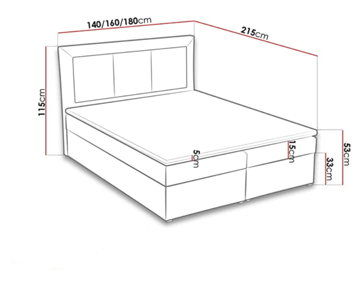 Americká postel boxspring CS34012, s matrací a úložným prostorem, 140x200 cm Americká postel boxspring CS34012, s matrací a úložným prostorem, 140x200 cm