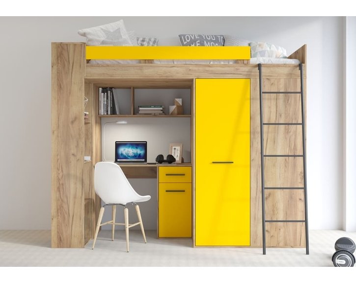 postel Vera - Pravá, lamino dub artisan žlutá pohled zpředu