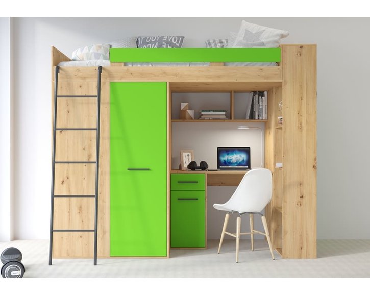 postel Vera - Levá, lamino dub artisan zelená pohled zepředu postel Vera - Levá, lamino dub artisan zelená pohled zepředu