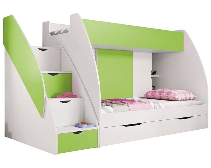 Patrová postel Montana, lamino, zeleno-bílá