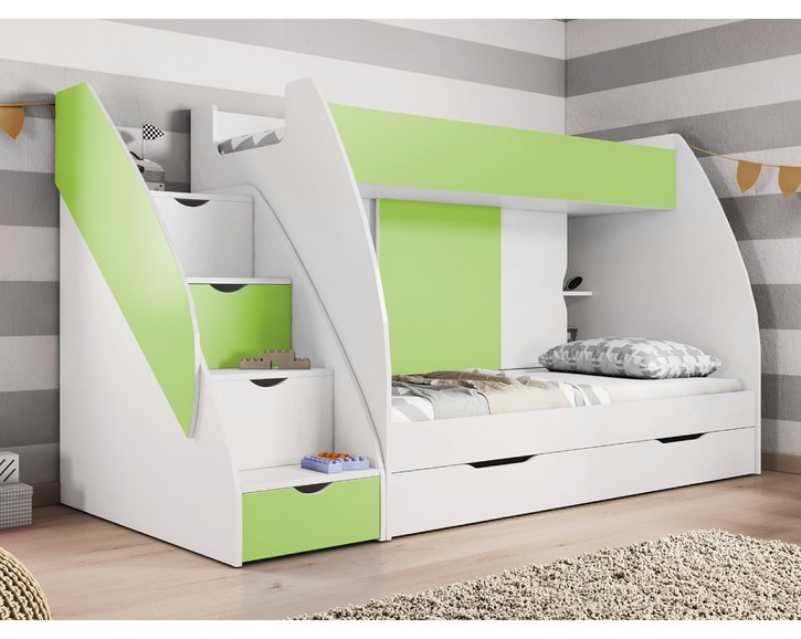 Patrová postel Montana, zeleno-bílá - interiér