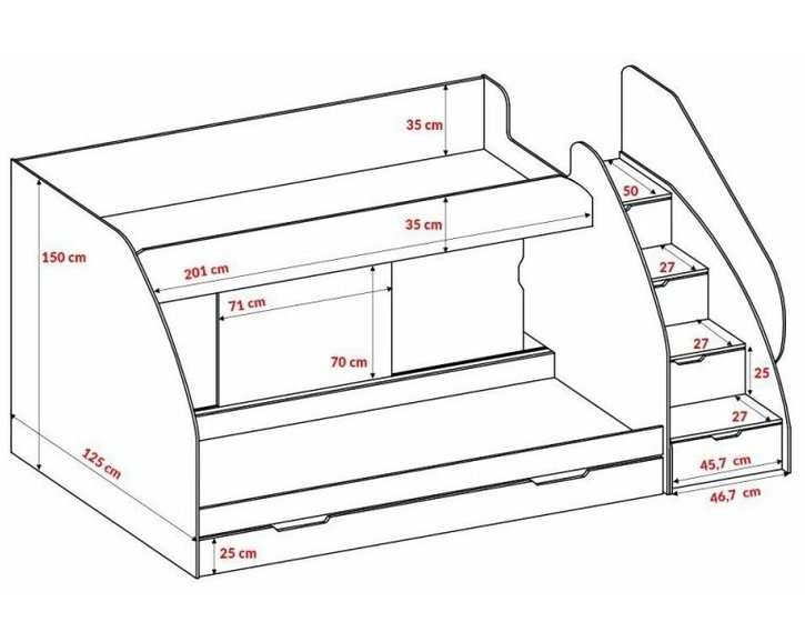 Patrová postel Montana, zeleno-bílá - rozměry