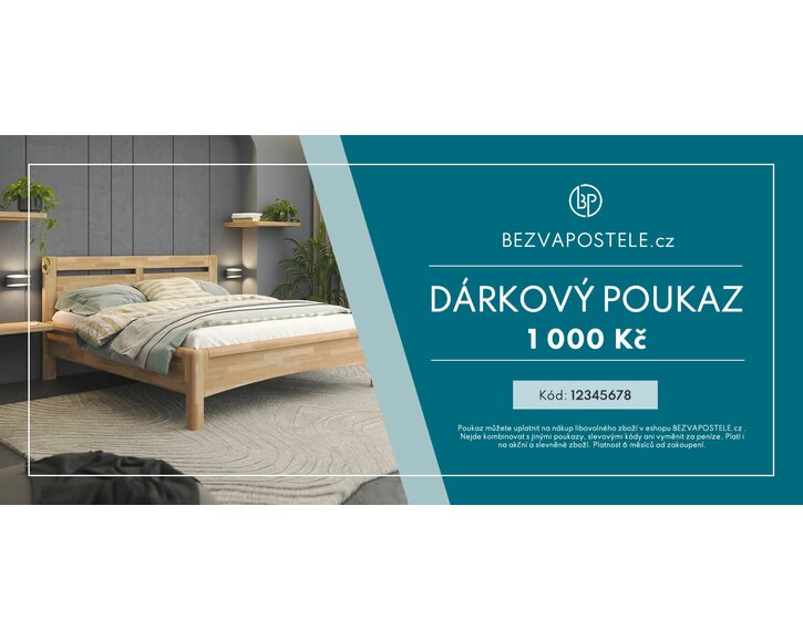 Elektronický dárkový poukaz BEZVAPOSTELE v hodnotě 1 000 Kč