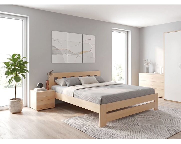 Manželská postel s rošty Barča, 160x200, 180x200, masiv buk - pohled č. 2