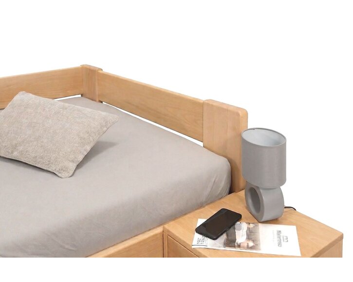 Rohová buková postel s roštem MIVA pravá, 120x200 Rohová buková postel s roštem MIVA pravá, 120x200