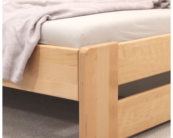 Rohová dřevěná postel MIVA, 120x200, masiv buk