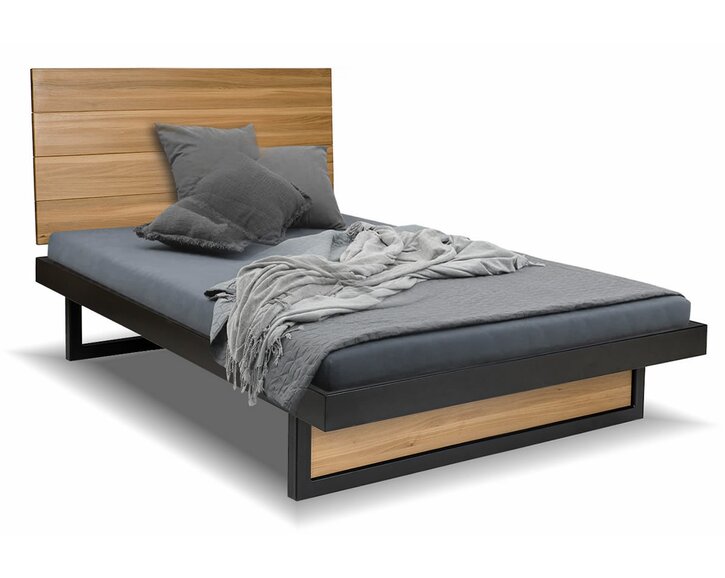 Postel dvoulůžko Drew - 370, masiv dub/kov, 140x200