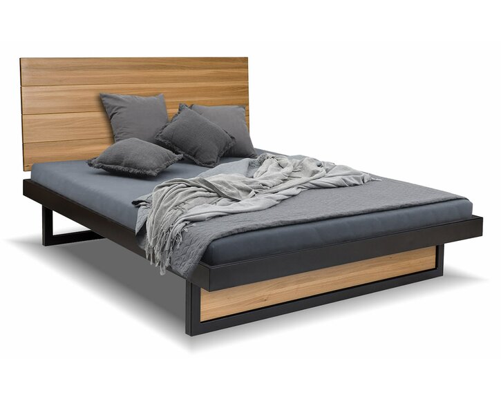 Postel dvoulůžko Drew - 370, masiv dub/kov, 180x200