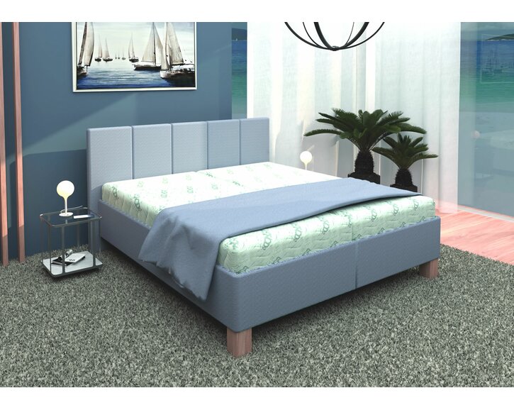 Čalouněná postel Satray, s roštem úložným prostorem