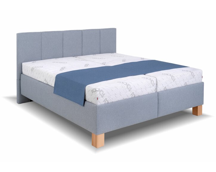 Čalouněná postel Satray, s roštem úložným prostorem