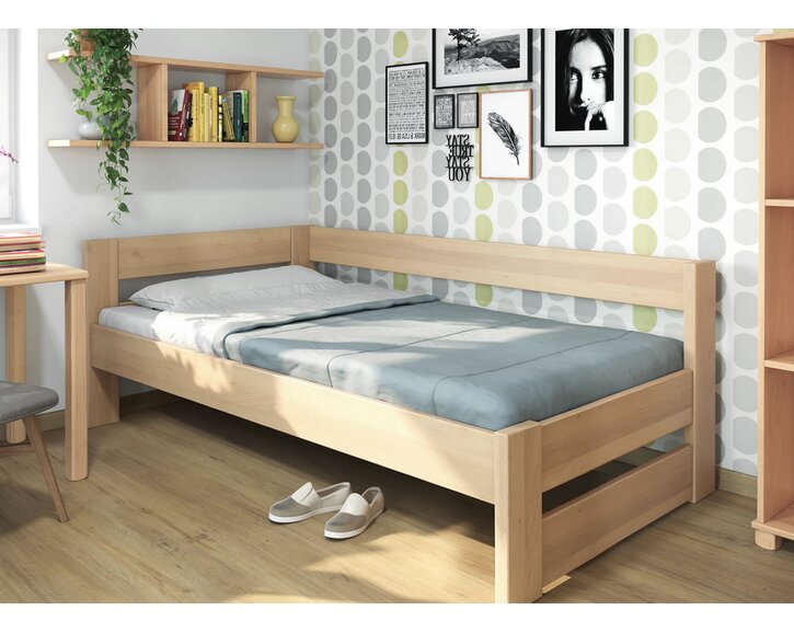 Postel jednolůžko z masivu Ela, Levá, 140x200 cm