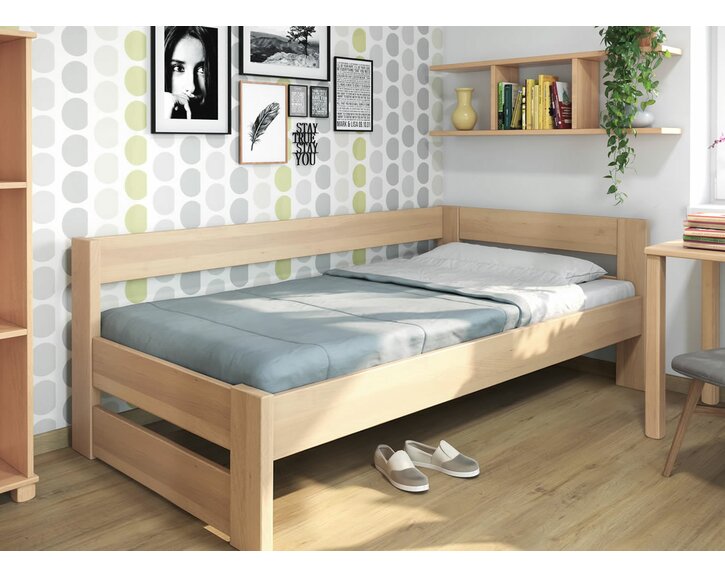 Postel jednolůžko z masivu Ela, Pravá, 120x200 cm