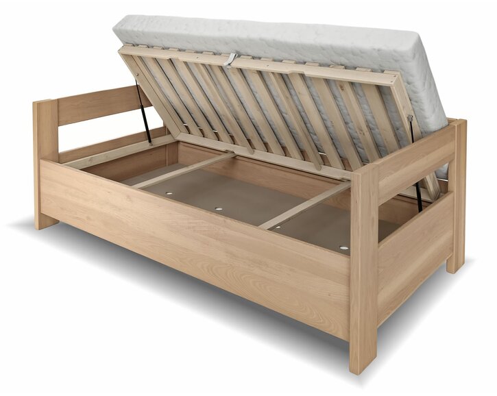 Zvýšená úložna postel jednolůžko ELA - s čely, 140x200, masiv buk, rošt v ceně Zvýšená úložna postel jednolůžko ELA - s čely, 140x200, masiv buk, rošt v ceně