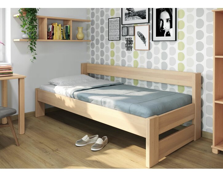 Postel jednolůžko z masivu Ela bez čel