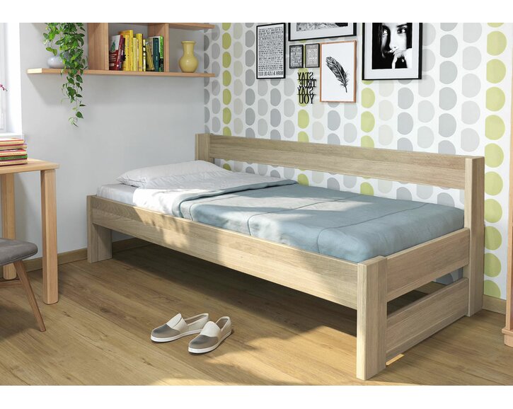 Postel jednolůžko z masivu Ela bočni čelo