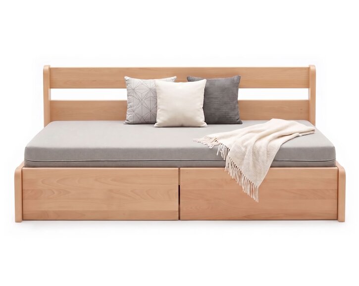 Rozkládací postel s úložným prostorem FLEXO - bez čel, masiv buk