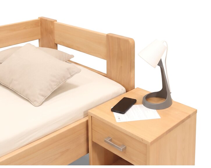 Zvýšená postel jednolůžko MIVA s čely, 120x200, masiv buk