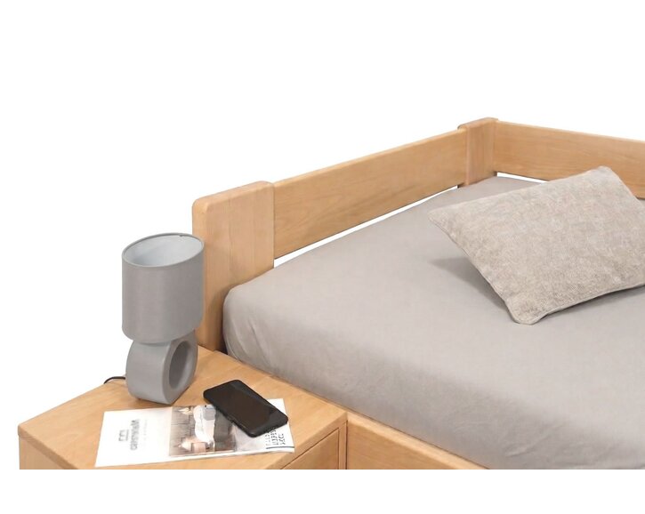 Rohová buková postel s roštem MIVA levá, 120x200 Rohová buková postel s roštem MIVA levá, 120x200