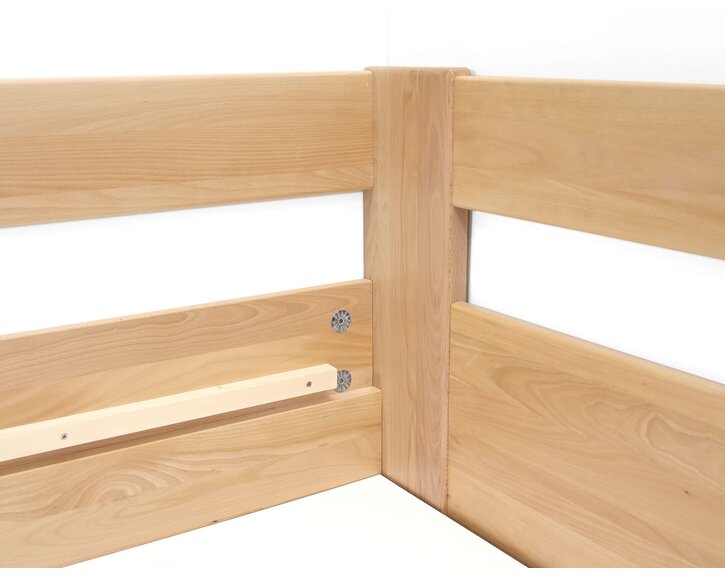 Zvýšená buková postel s roštem MIVA s čely, 90x200 Zvýšená buková postel s roštem MIVA s čely, 90x200