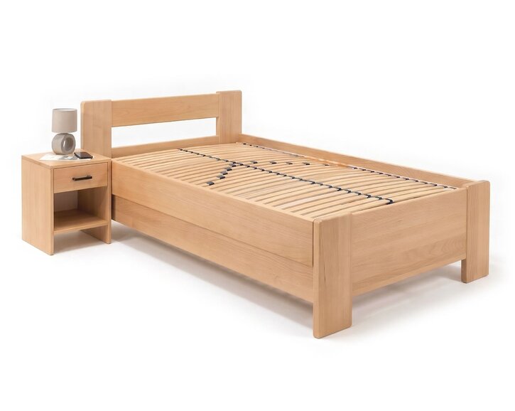 Zvýšená buková postel s roštem MIVA pravá, 90x200