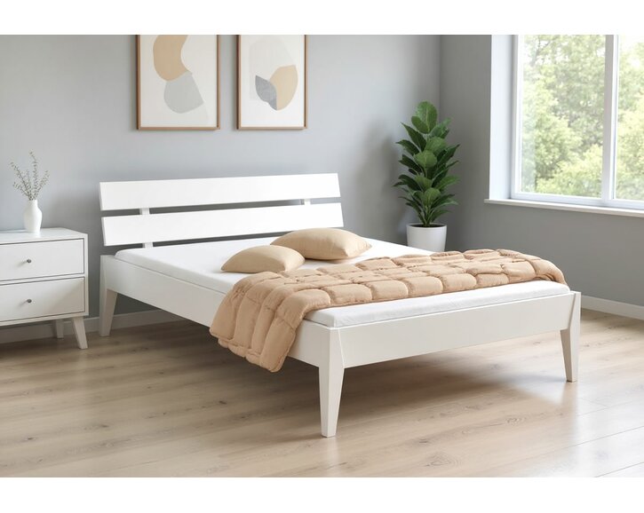 Dřevěná postel Fiesta bílá, 160x200cm, masiv borovice