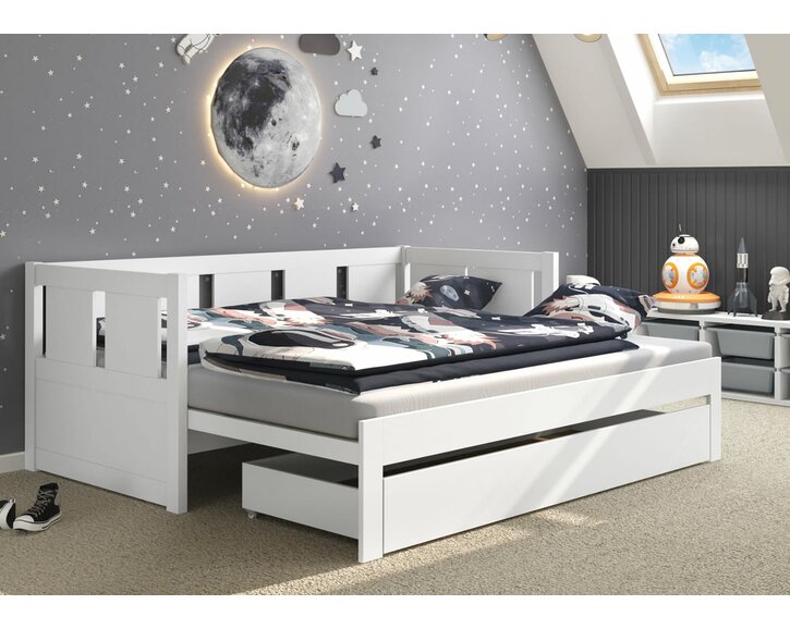 Rozkládací postel BONDI bílá, masiv borovice